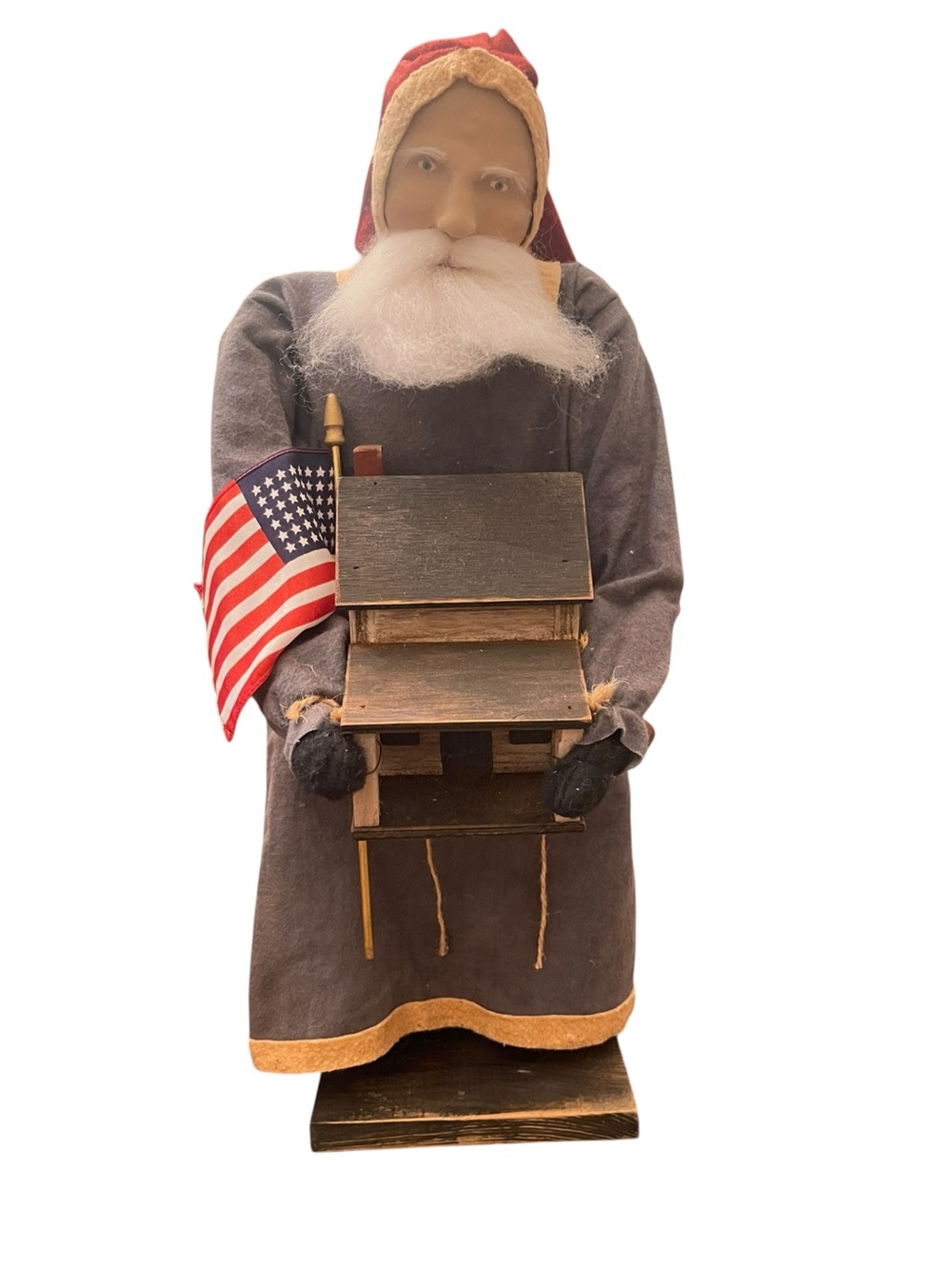Arnette’s Country Store Rustic Santa Grey Red Wood House Flag 24”
